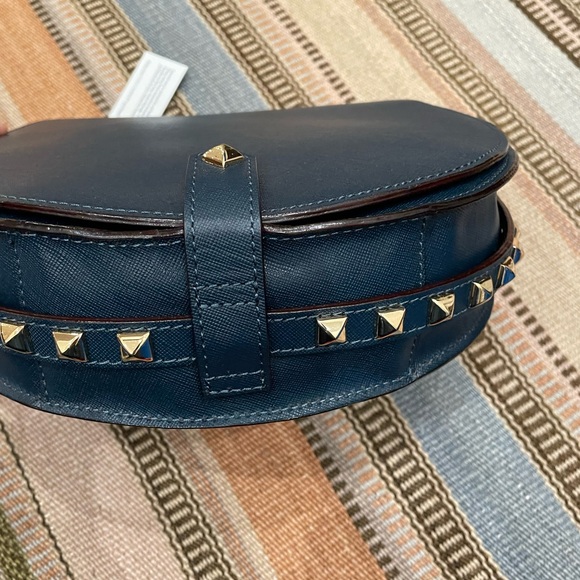 Rebecca Minkoff Midnight Blue Studded Saddle Bag - Picture 10 of 14